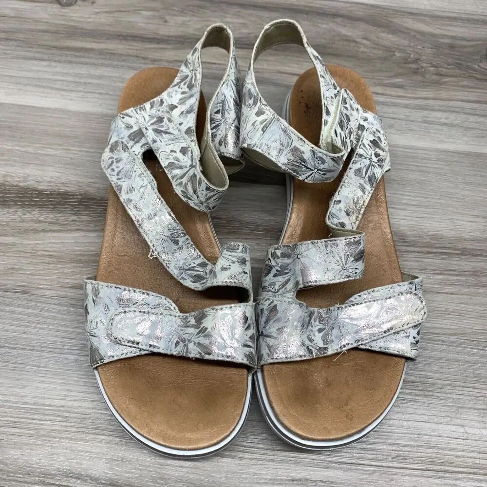 Remonte Soft Metallic Silver‎ Wedge Sandals Womens Size 41 US 10